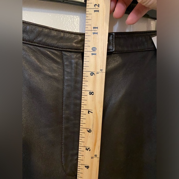 Lord Taylor Brown Lamb Leather Pants Sz 8P High Waist Straight Leg Lined - Picture 7 of 9